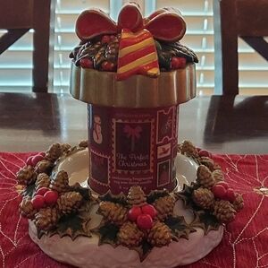 Y2k HAND PAINTED CERAMIC CHRISTMAS CANDLE TOPPER SET OF 2!  EUC RARE